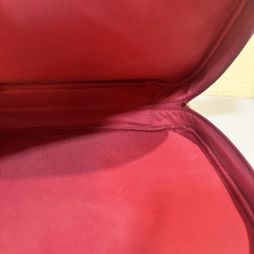 Estée Lauder Cosmetic Makeup Bag Tote Large Red Woven Solid Double Handles